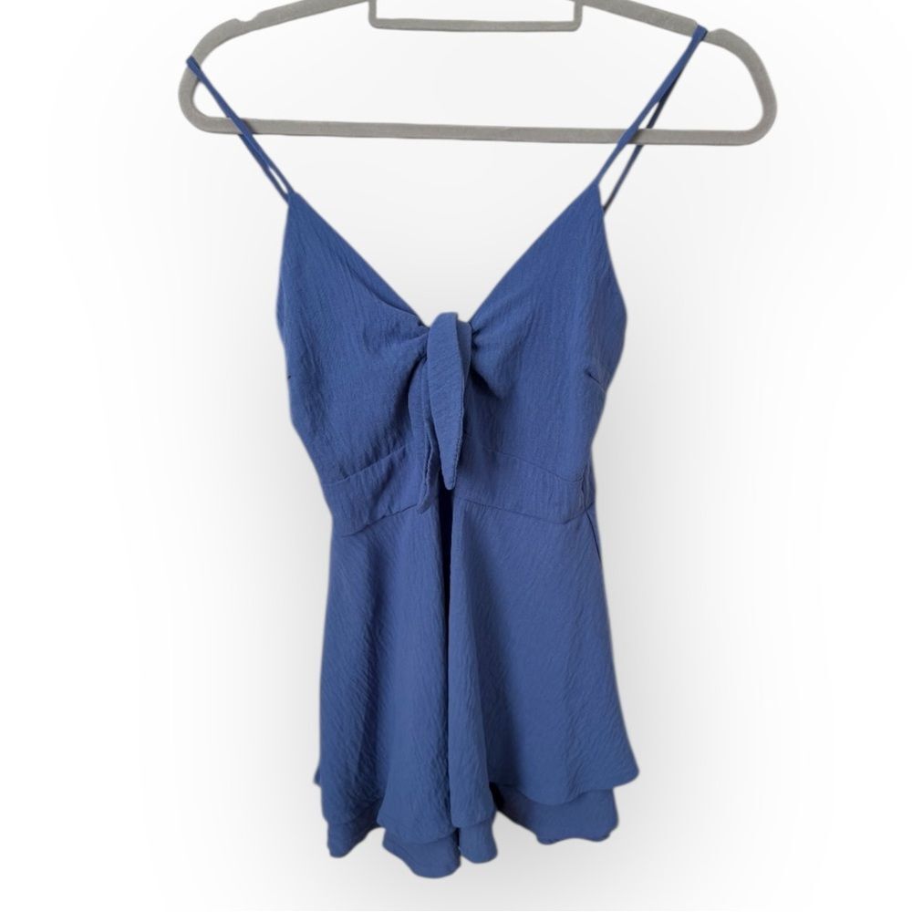 Windsor Blue Tie-Front Romper – Size Small - Picture 2 of 5